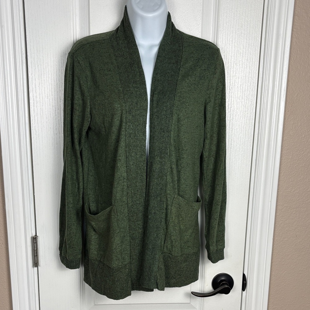 Bobeau Women's Forest Green Open Cozy Fall Long Sleeve Cardigan Size PXS‎ NWOT